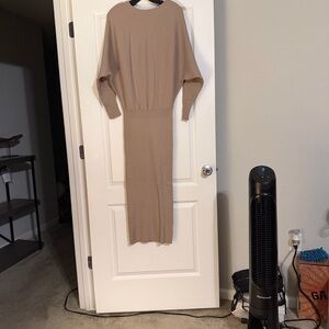 Chic Long Sleeve Tan Dress
